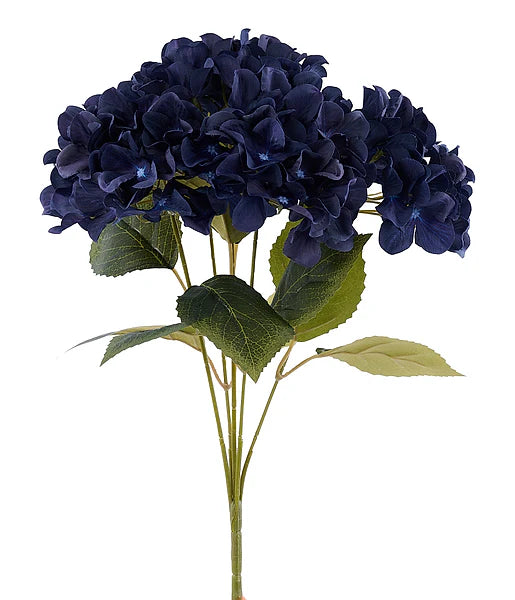 16"L FABRIC HYDRANGEA BUSH X5- NAVY BLUE- FN175419