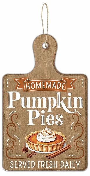 12"H X 7.5"L MDF HOMEMADE PUMPKIN PIES- ORANGE/WHITE/BROWN- AP7466