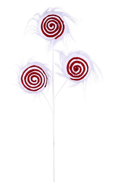 25"L FUR PEPPERMINT LOLLIPOP SPRAY- RED/WHITE- XS160530
