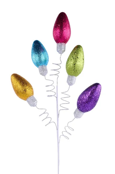 36"L Hex Glitter Light Bulb Spray x 5-Pnk/Prpl/Turq/Lime/Ylw-XP1045W4