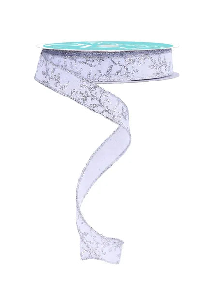 5/8" x 10yd Glitter Mini Leaf Vines-White/Silver-RGF139485