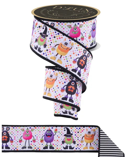 2.5"X10YD HALLOWEEN MONSTERS/FUSED- WHITE/MULTI- LX127027