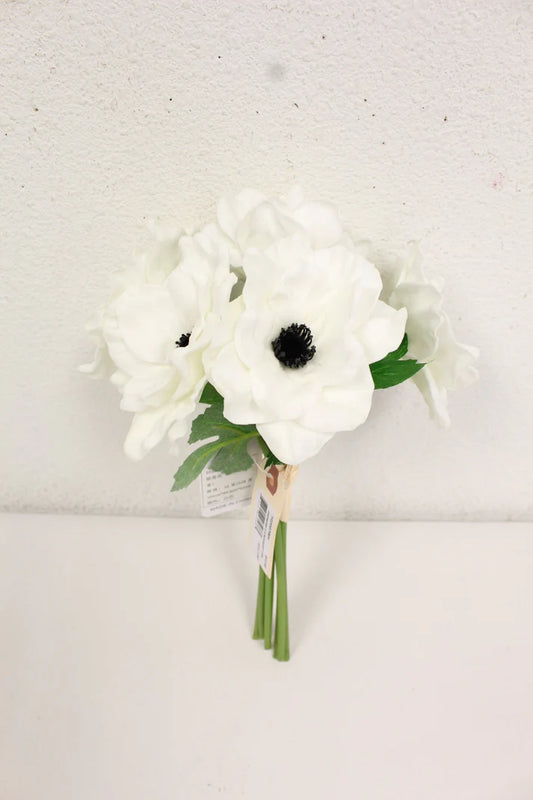 11" ANEMONE X 6 BOUQUET-WH-102007WH