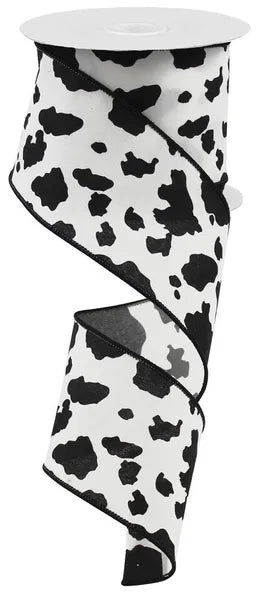 2.5" x 10yd Cowhide Print-Ivory/Black-RG1690NY