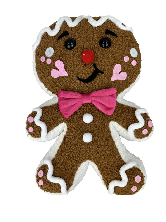 Plush Gingerbread w/ Bow H12xW8xD2-Pink-86132PK