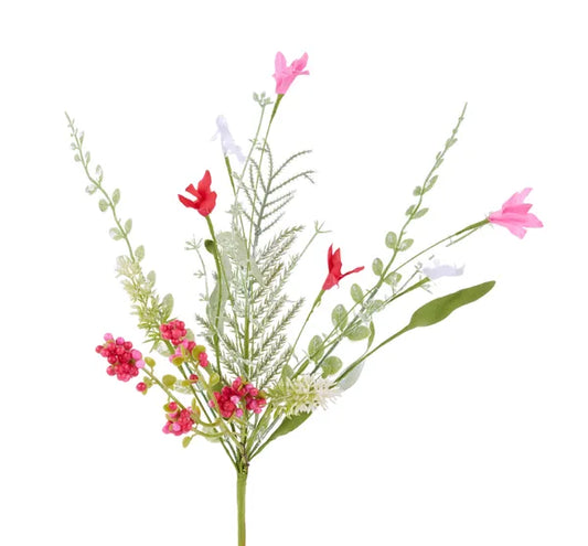 12"L FABRIC FLOWER/EVA LEAF/BEADS BUSH-RED/WHITE/PINK-FH812574