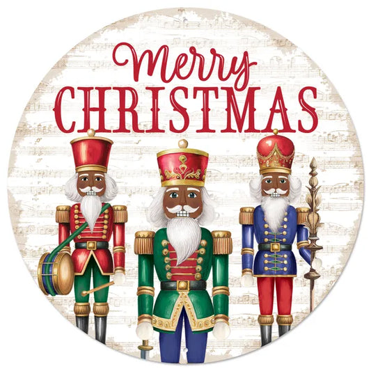 12"Dia Merry Christmas Nutcracker Sign-Dk Skin/Red/Green/Blue-MD1667C8
