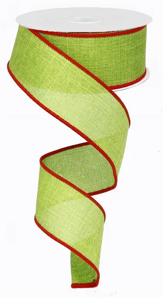 1.5" x 10yd Royal Burlap-Fresh Green/Red-RG128170