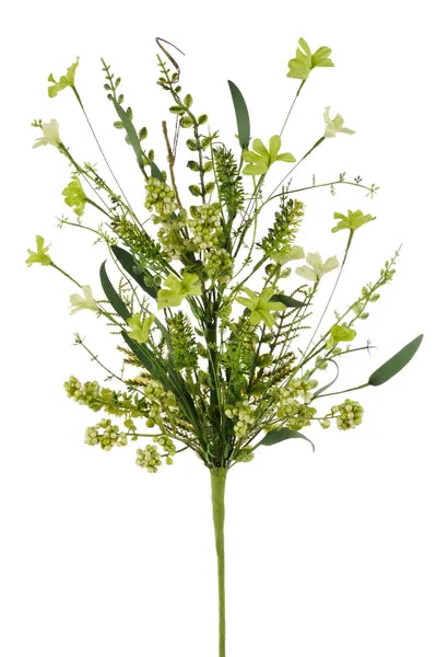 24"L Fabric Flower/Eva Leaf/Beads Spray-Multi Green-FH8071C6