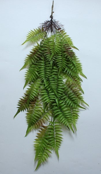 LARGE HANGING FERN BUSH GREEN RED - 15792