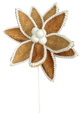Gingerbread Poinsettia Stem H24xDIA7-BN-86830BN