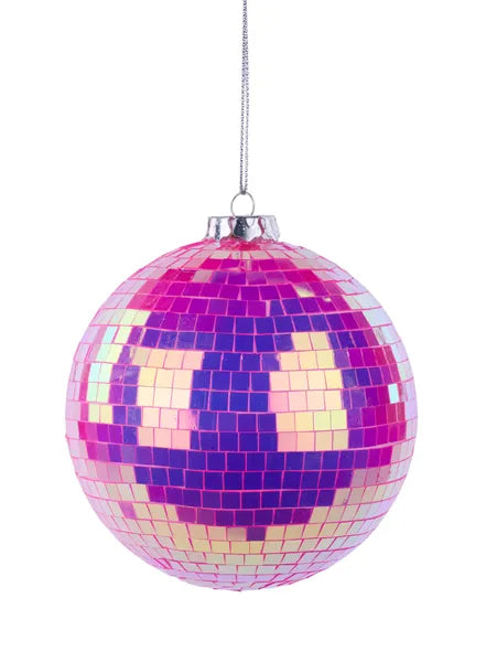 120Mm Irid Mirror Ball Ornament-Pink- XJ717822