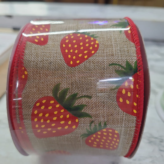 2.5"X10yd fruit strawberry ribbon