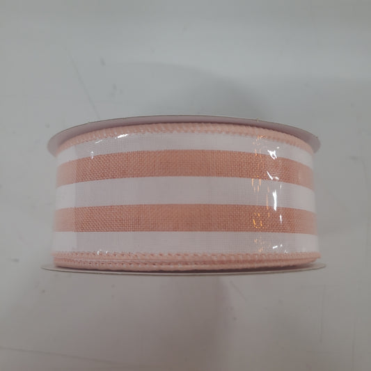 1.5" x 10yd Vertical Stripe - White/peach - RGC156221