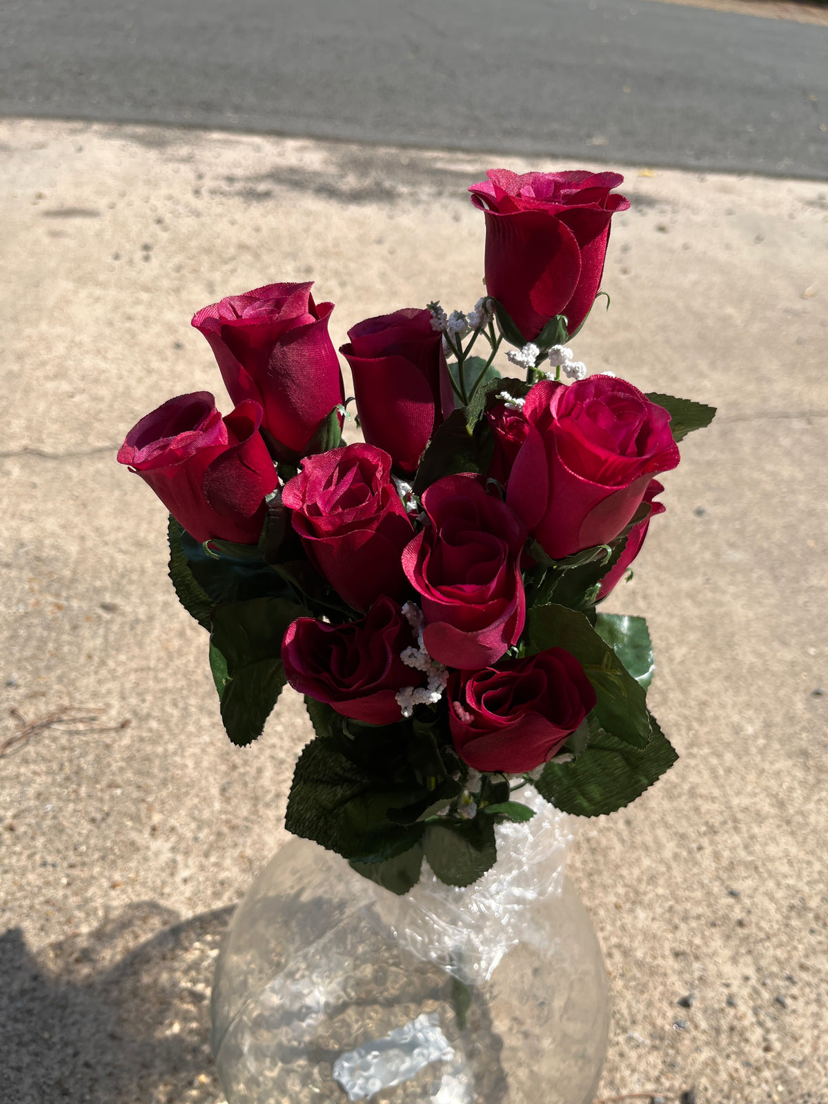 Red Color Fast Lillian Rose Bud Bush x 14 - 30308 burgundy