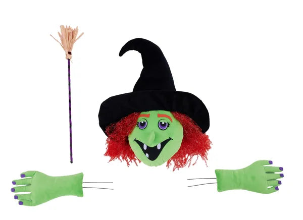 18"H X 14"L WITCH W/BROOM DECOR KIT- BLACK/GREEN/ORANGE/PURPLE- HH4093