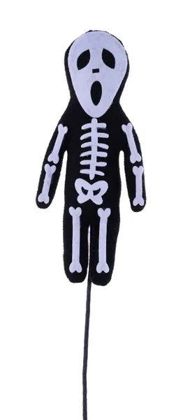 12"H Velvet/Felt Skeleton Pick-Black/White-HH1384