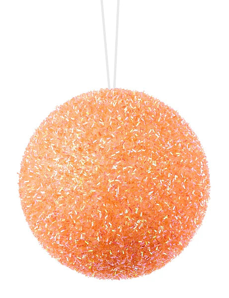 6"DIA V-CUT FOIL NEON BALL ORN- NEON ORANGE- XJ780720