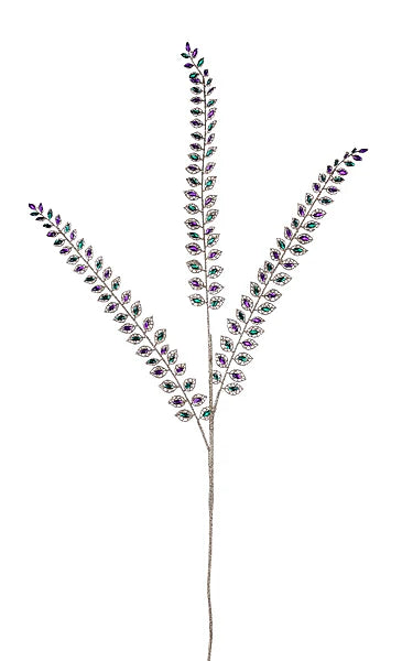 37"L SPIKE BEAD LEAF SPRAY- MARDI GRAS- HG3450
