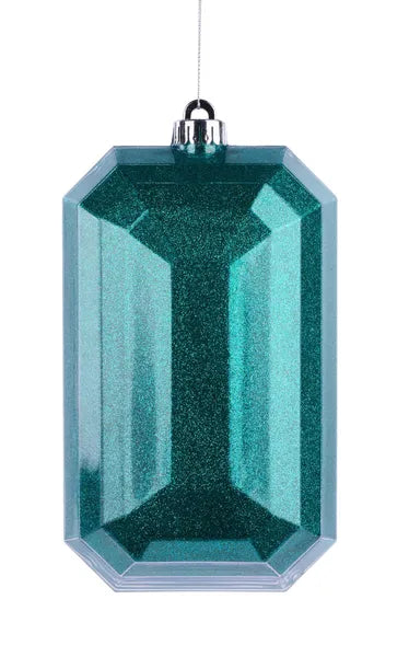 8"L x 5"W Glitter Rectangle Gem Orn-Turquoise-XJ7168EK