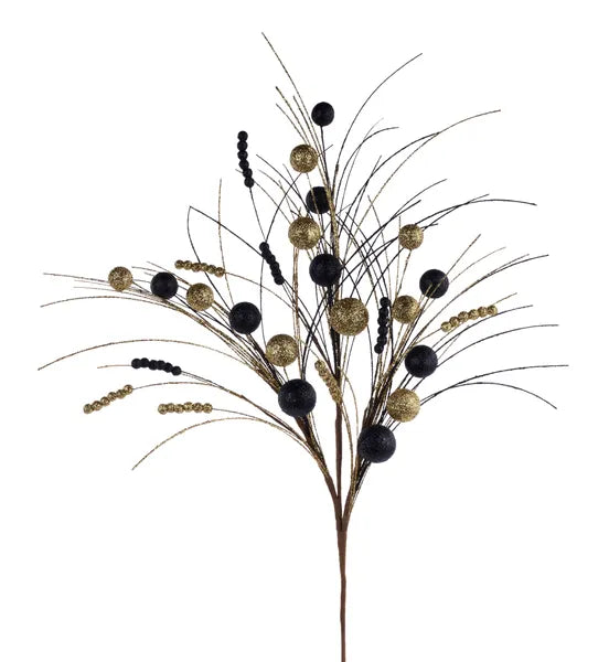 35"L Ball/Monofilament/Bead Spike Spray-Black/Gold-XS1389CC