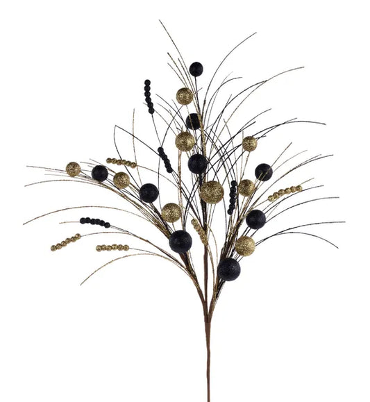 35"L Ball/Monofilament/Bead Spike Spray-Black/Gold-XS1389CC