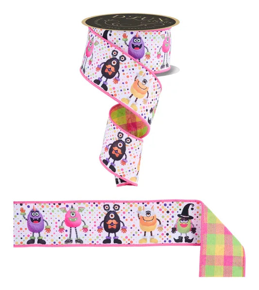 2.5"X10YD HALLOWEEN MONSTERS/FUSED-WHITE/MULTI-LX127127