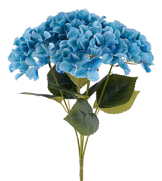 16"L FABRIC HYDRANGEA BUSH X5- SMOKE BLUE- FN175451
