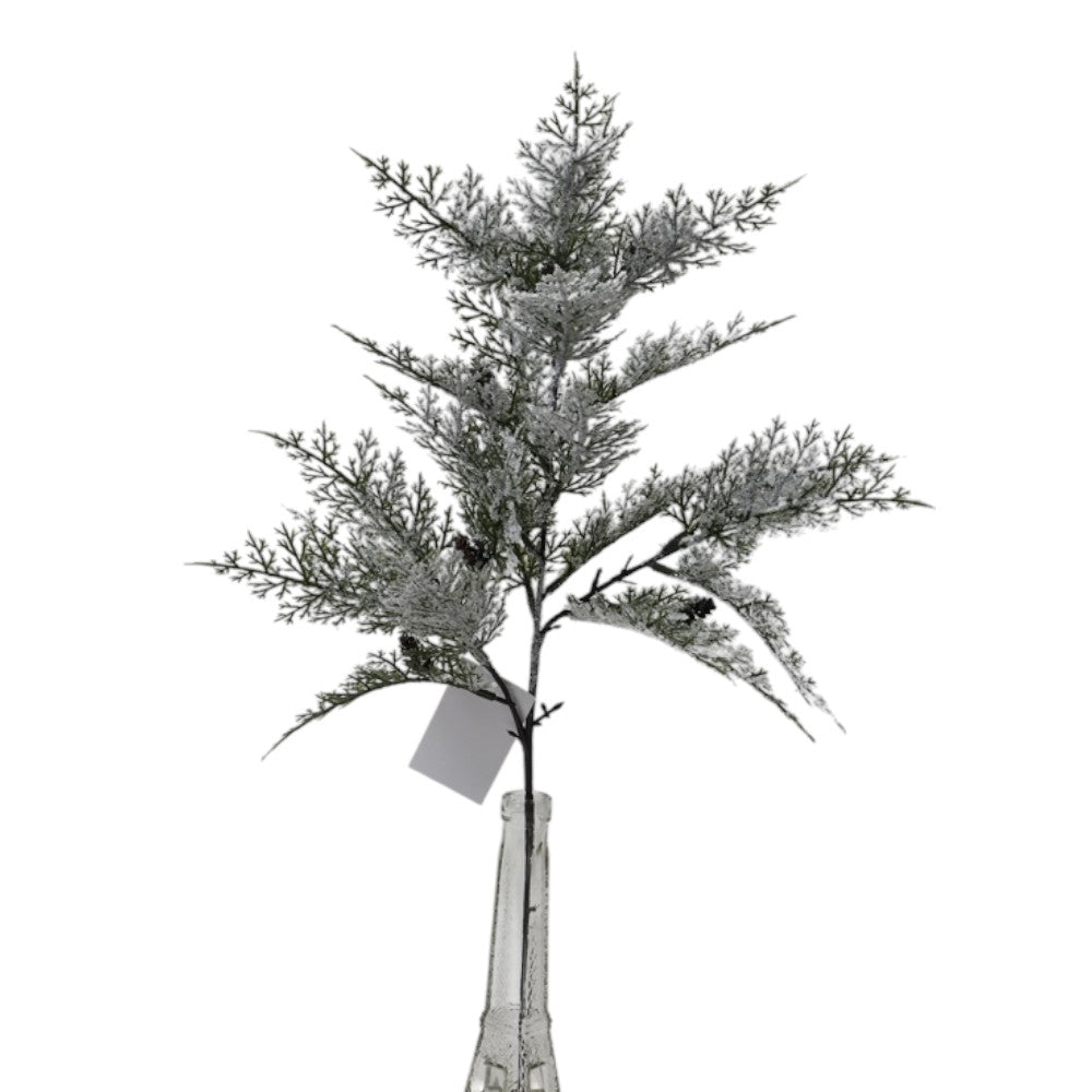 26" WHITE GREEN SNOW CEDAR SPRAY - 215957