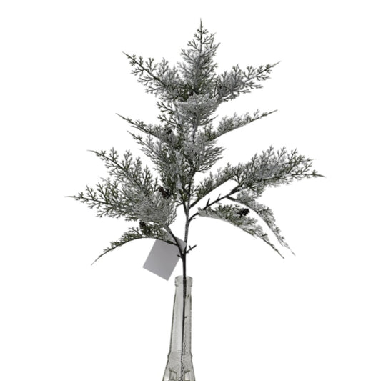 26" WHITE GREEN SNOW CEDAR SPRAY - 215957