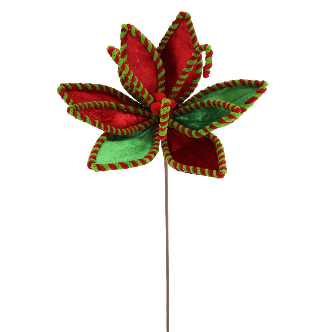 22 IN POINSETTIA STEM - RED GREEN - 218946