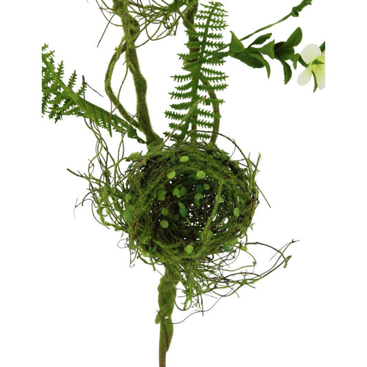 GREENERY WITH BIRD'S NEST SPRAY 28" - CREAM AND GREEN - 219376