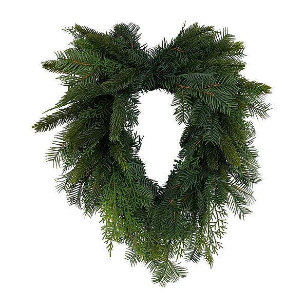 19"LX14"W SOFT TOUCH HEMLOCK/PINE HEART- GREEN- XX2615