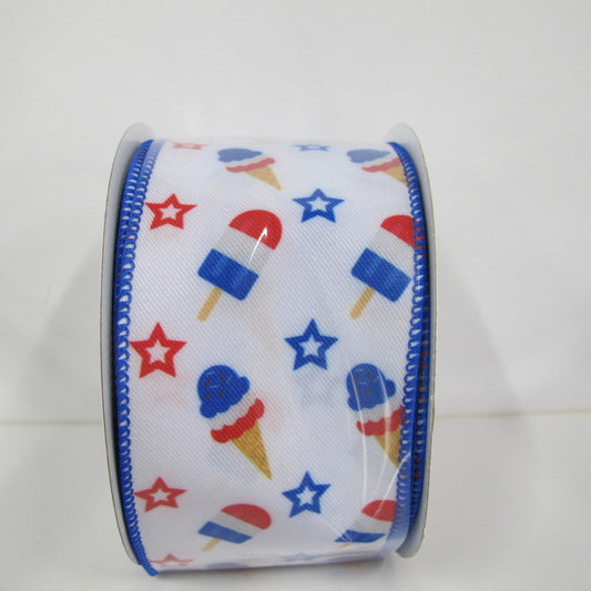 PATRIOTIC RIBN 2.5""X10YD - BLUE WHITE RED - 223246