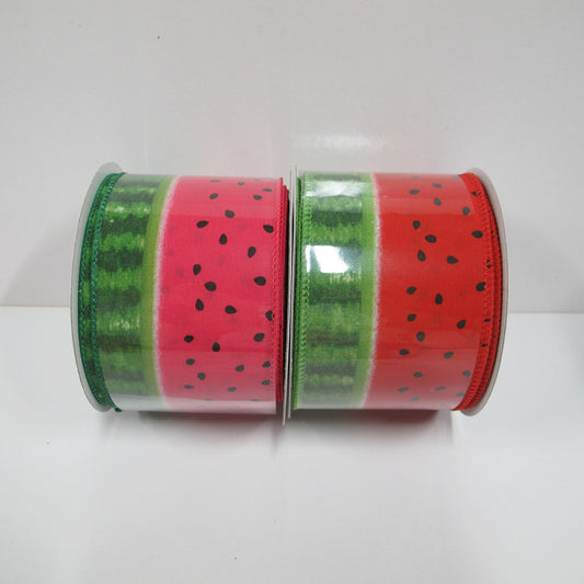 WATERMELON RIBN 2 ASST 2.5""X10YD - RED GREEN - 223284