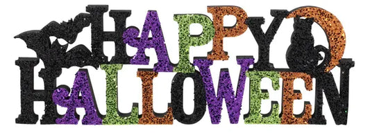 12.75"W Glitter/Eva Halloween Sitter-Black/Purple/Orange/Lime- HH7507