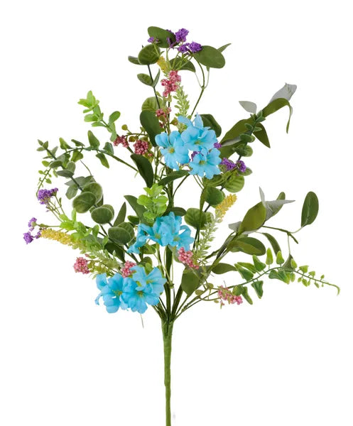 27"L FLOWER/BEAD/SPIKE/BOXWOOD SPRAY-LT BLUE/PINK/YLW/LAV/GRN-FH8225E4
