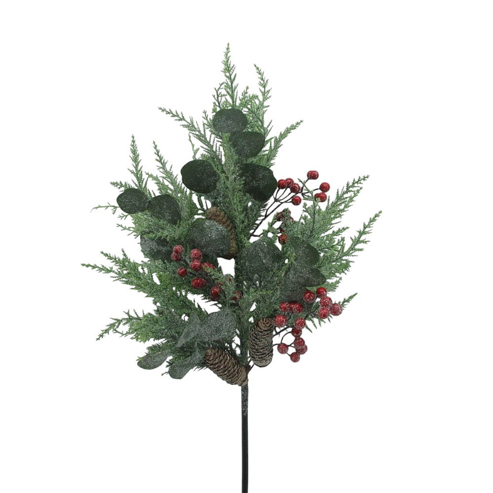 28" GREEN RED MIXED PINE EUCALYPTUS SPRAY - 228261