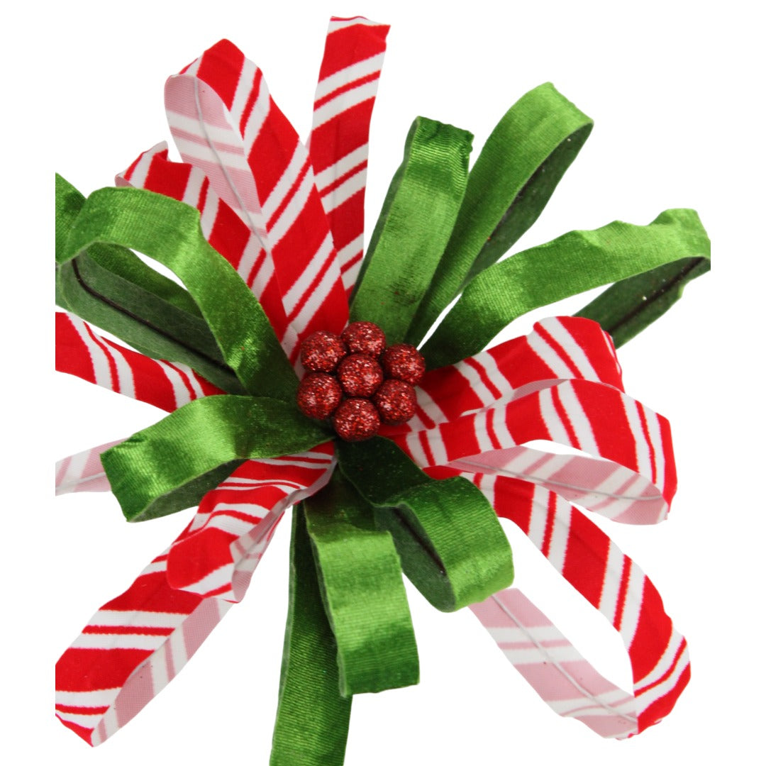 22 IN RIBBON FLOWER STEM - RED WHITE GREEN - 228303