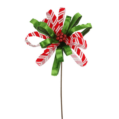 22 IN RIBBON FLOWER STEM - RED WHITE GREEN - 228303