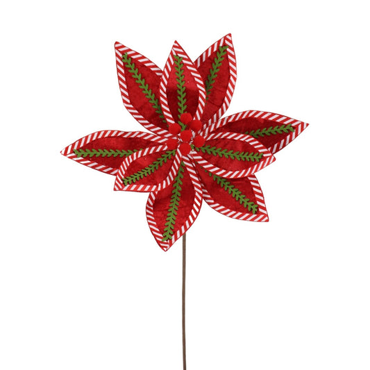 22" RED WHITE POINSETTIA STEM - 228311