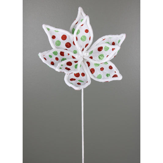 19" RED WHITE GREEN POINSETTIA STEM - 234200