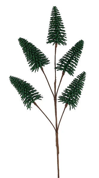 22.5"L POWDERED PINE TREE PICK X5- MOSS GREEN- XS152037