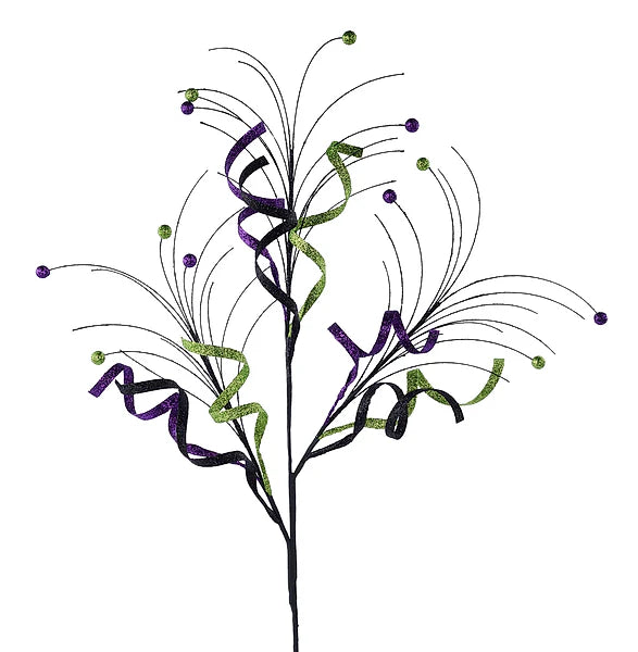 33"L GLTTR CURL/MONOFILAMENT BALL SPRAY- BLACK/PURPLE/LIME- XS1452X4