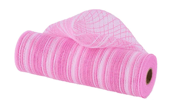 10.25" x 10yd Farmhs Stripe Faux Jute Mesh-Pink/White-RY834453