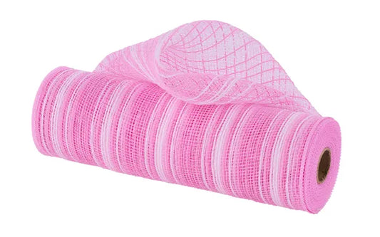 10.25" x 10yd Farmhs Stripe Faux Jute Mesh-Pink/White-RY834453