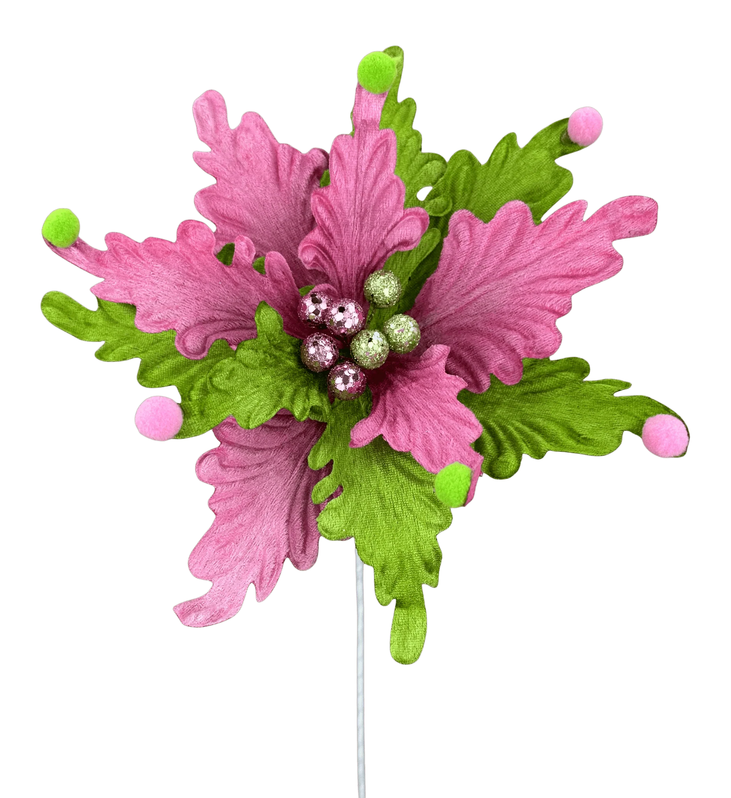 Poinsettia Stem H24xDIA11-Pink/Green-86306PKGN