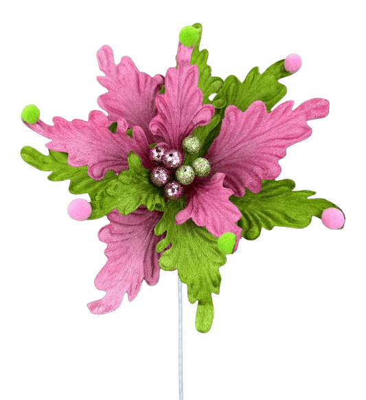 Poinsettia Stem H24xDIA11-Pink/Green-86306PKGN