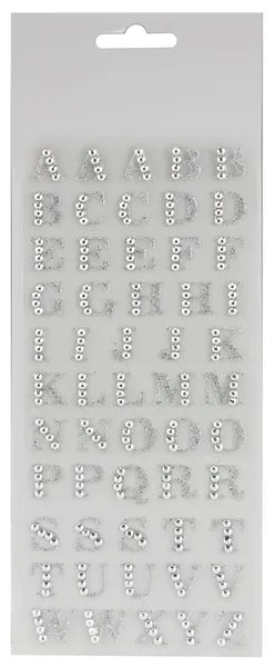 1/2"Rhinestone Letter Sticker Page-Silver-MD031426