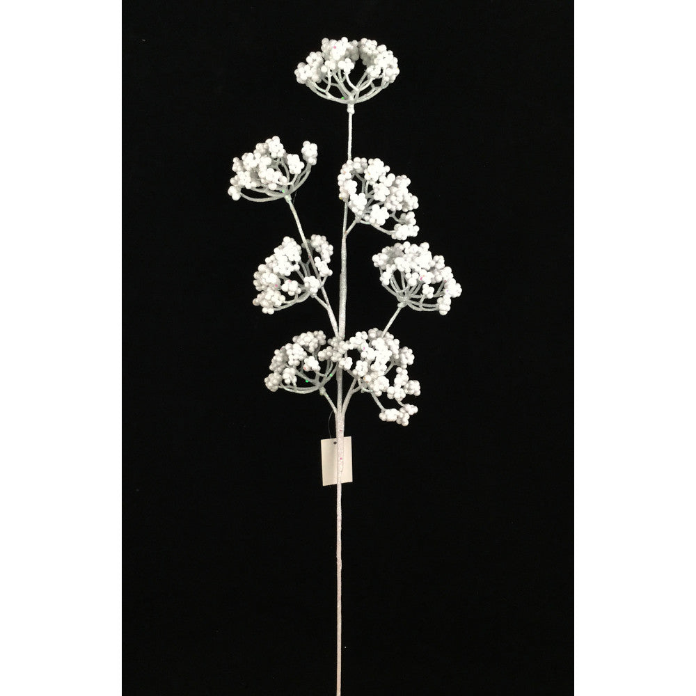 27" WHITE GLITTER LACE BERRY SPRAY - 253514